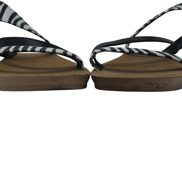 Muk Luks Dahlia Black White Striped Open Toe Strappy Slide Sandals Womens 9 - Picture 8 of 12